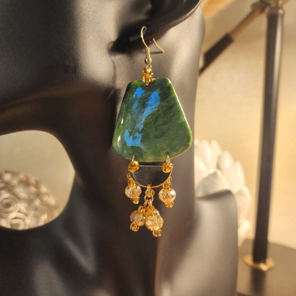 Handmade Polymer/Beads Earrings - Picture 3 of 3